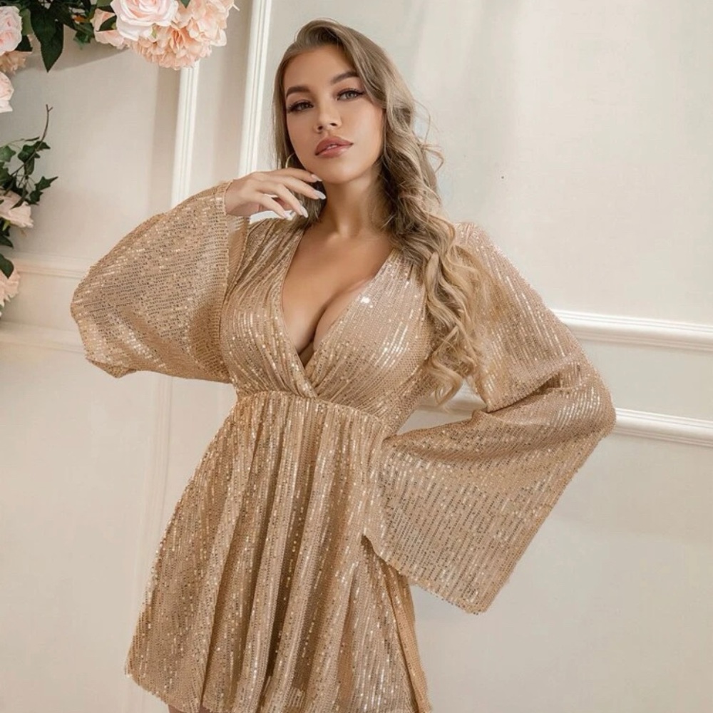 Rose gold sequins dress.  Very flattering never worn